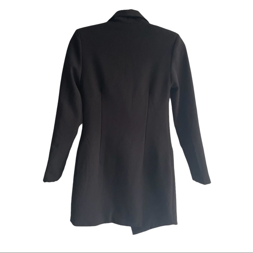 (SOLD) PRETTYLITTLETHING Black Double Breasted Asymmetrical Long Blazer Dress 2 - Picture 4 of 6